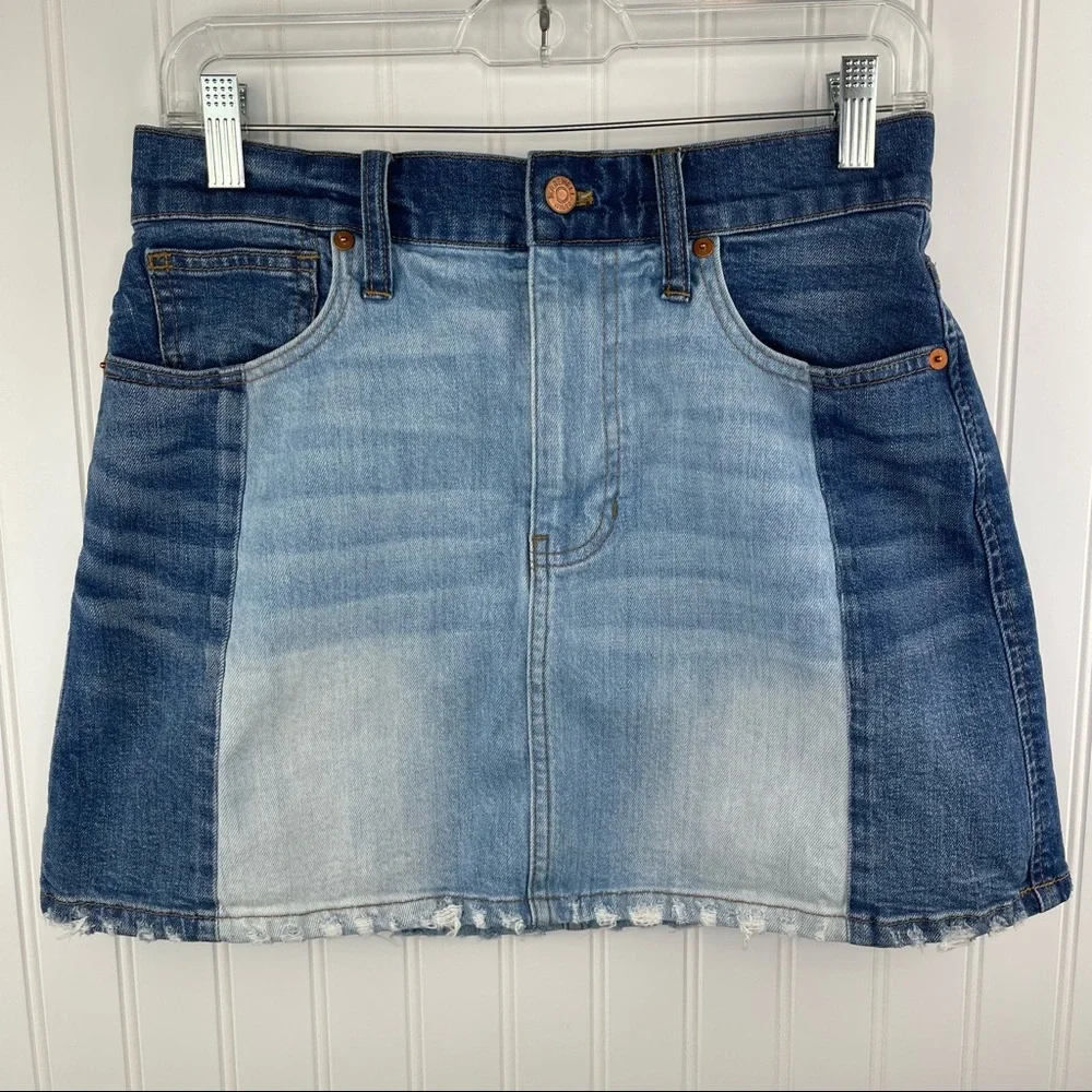 Madewell Pieced McCarren A-Line Denim 2 Tone Skirt Size 27